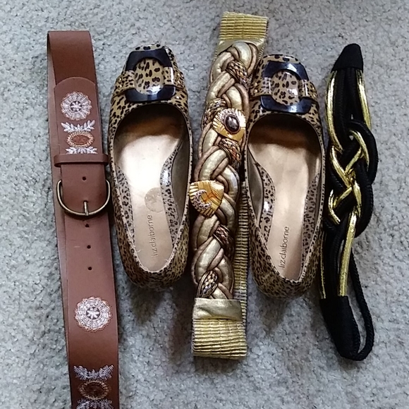 Liz Claiborne leopard print flats 8M $28+belt - Picture 7 of 9